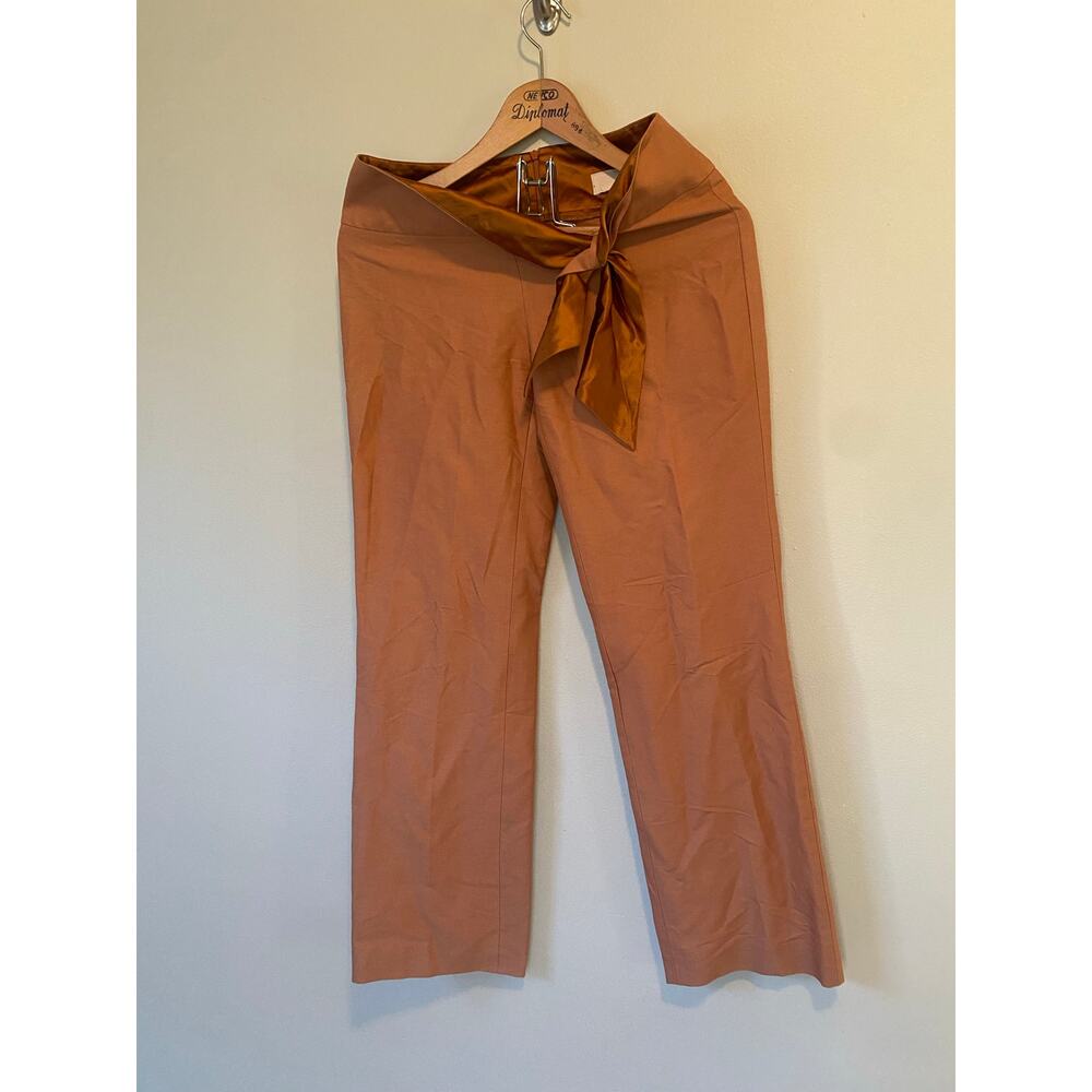 Vintage versus versace tie waist satin trim burnt orange pants womens 30x30